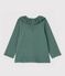 Blusa con cuello de gorguera de algodón de bebé niña verde VALLEE/blanco MARSHMALLOW