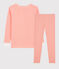 Pijama snugfit milrayas de niña de algodón rosa PEACHY/blanco MARSHMALLOW