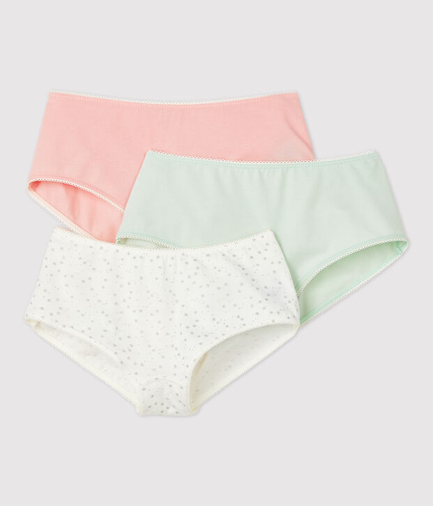Juego de 3 culottes con estampado de purpurina de ni&ntilde;a de algod&oacute;n org&aacute;nico y elastano multicolor
