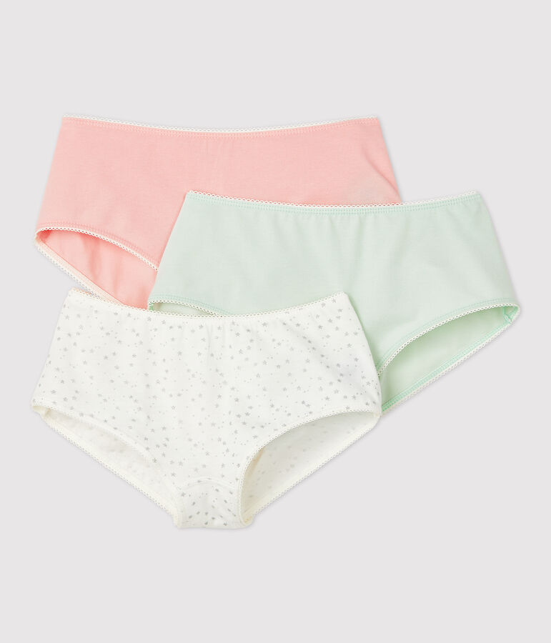 Juego de 3 culottes con estampado de purpurina de ni&ntilde;a de algod&oacute;n org&aacute;nico y elastano multicolor