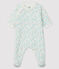 Pijama de muletón con estampado de flores para bebé blanco MARSHMALLOW/blanco MULTICO