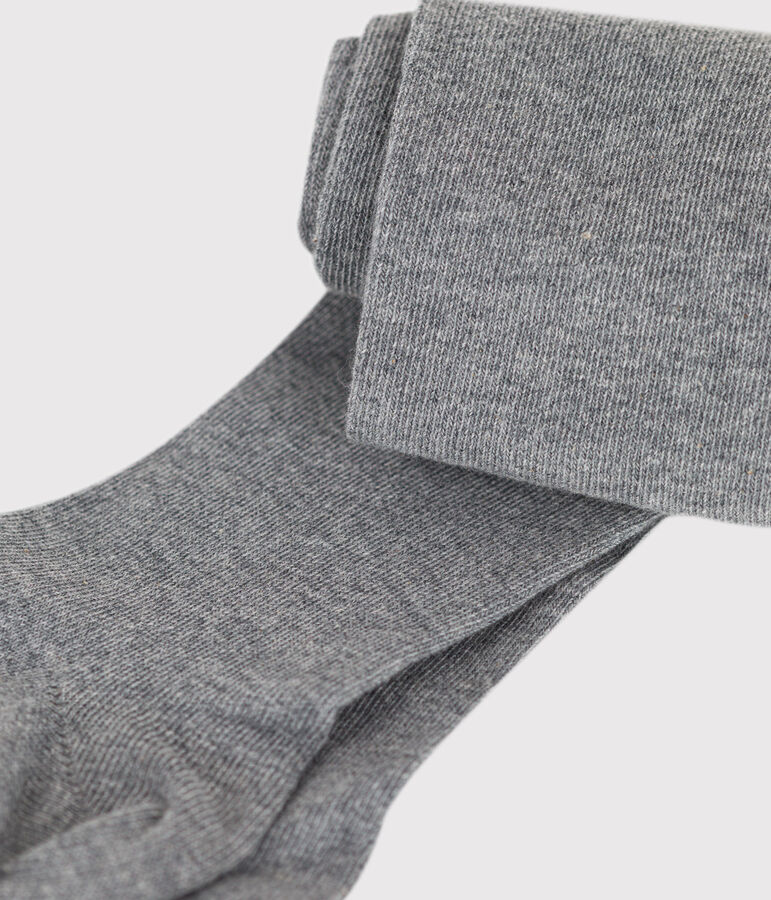 Leotardos lisos de punto para ni&ntilde;a gris