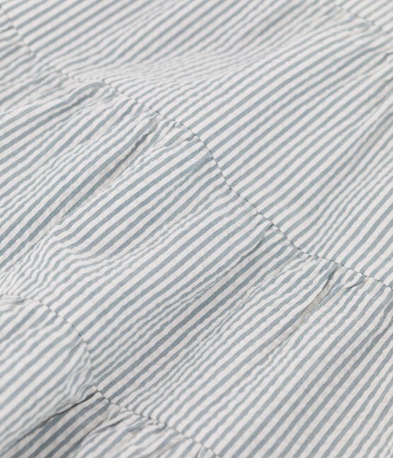 Vestido seersucker ecológico a rayas para bebé. azul BRUT/blanco MARSHMALLOW