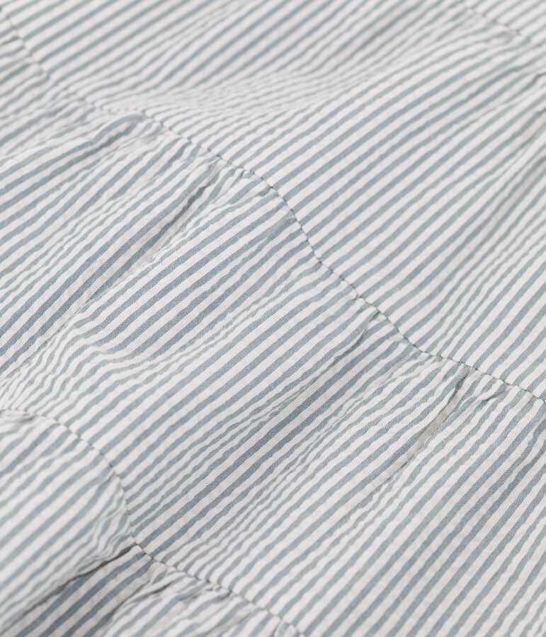 Vestido seersucker ecol&oacute;gico a rayas para beb&eacute;. verde/blanco