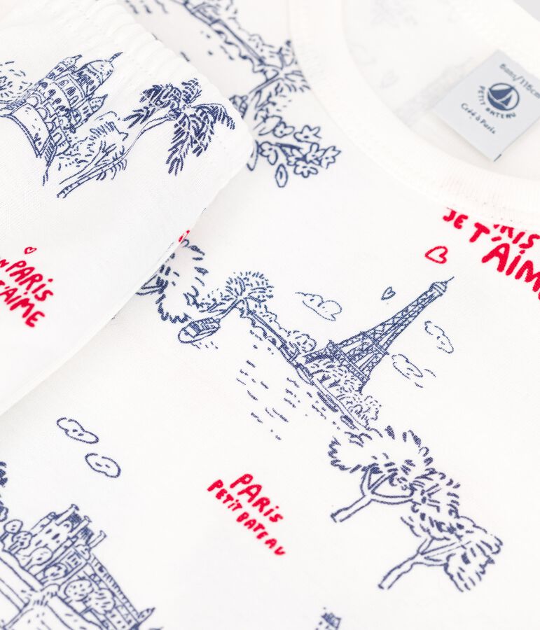 Pijama corto de algod&oacute;n para ni&ntilde;o/ni&ntilde;a blanco/multicolor