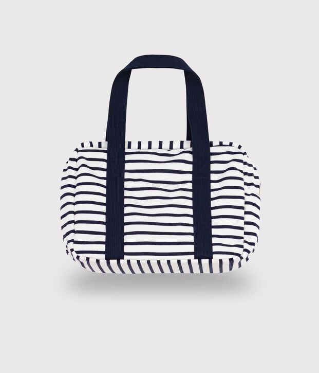 Bolsa de maternidad para beb&eacute; de algod&oacute;n a rayas blanco/azul
