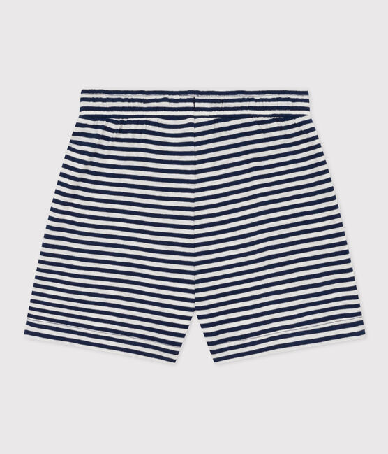 Shorts de punto flameado a rayas para niña azul MEDIEVAL/blanco MARSHMALLOW