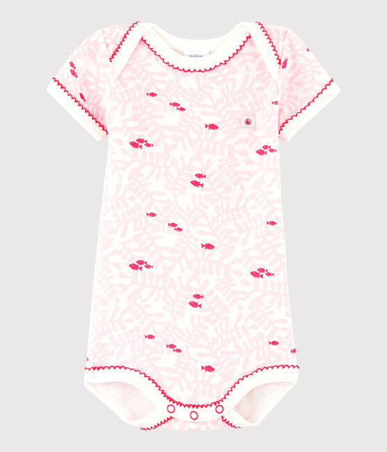 Bodi de manga corta de bebé niña blanco MARSHMALLOW/blanco MULTICO