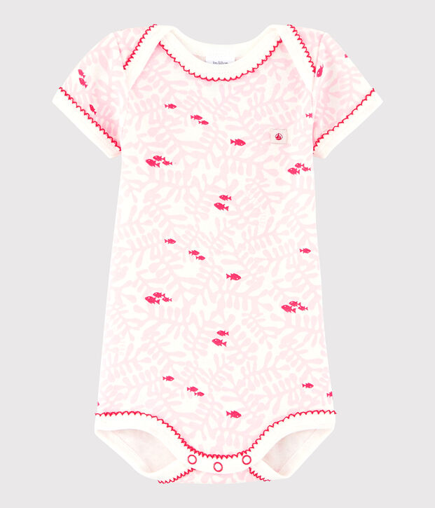 Bodi de manga corta de beb&eacute; ni&ntilde;a blanco/multicolor