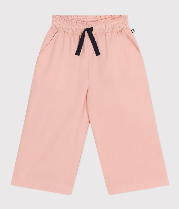 Pantal&oacute;n ancho de lona de algod&oacute;n para ni&ntilde;a rosa