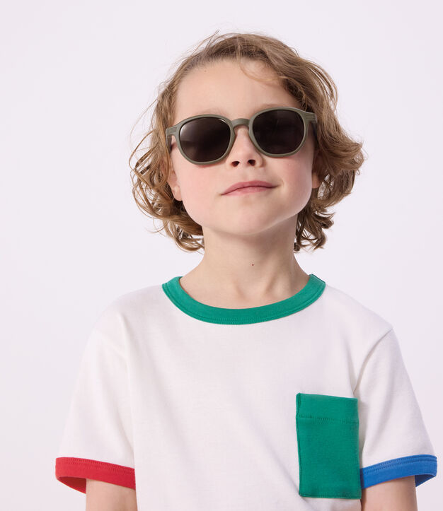 Camiseta infantil de manga corta de algod&oacute;n blanco