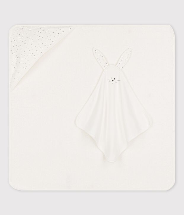 Toalla de ba&ntilde;o de algod&oacute;n org&aacute;nico de beb&eacute; blanco/multicolor