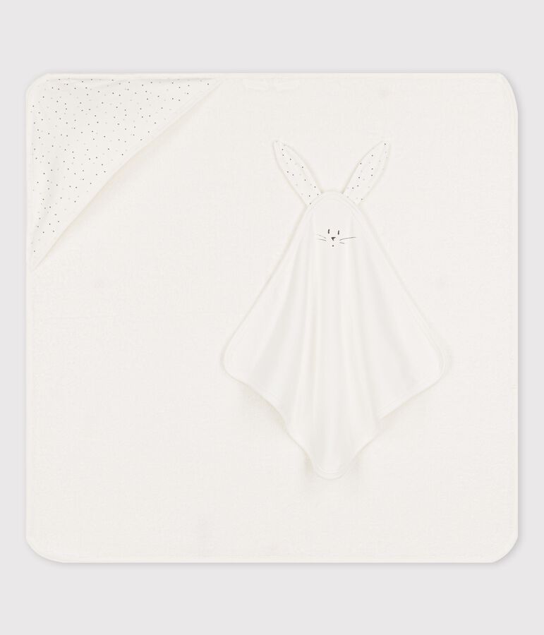 Toalla de ba&ntilde;o de algod&oacute;n org&aacute;nico de beb&eacute; blanco/multicolor