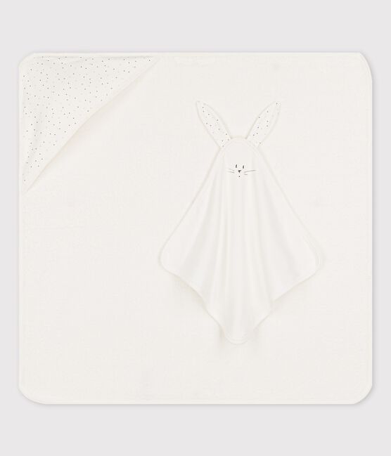Toalla de baño de algodón orgánico de bebé blanco MARSHMALLOW/blanco MULTICO