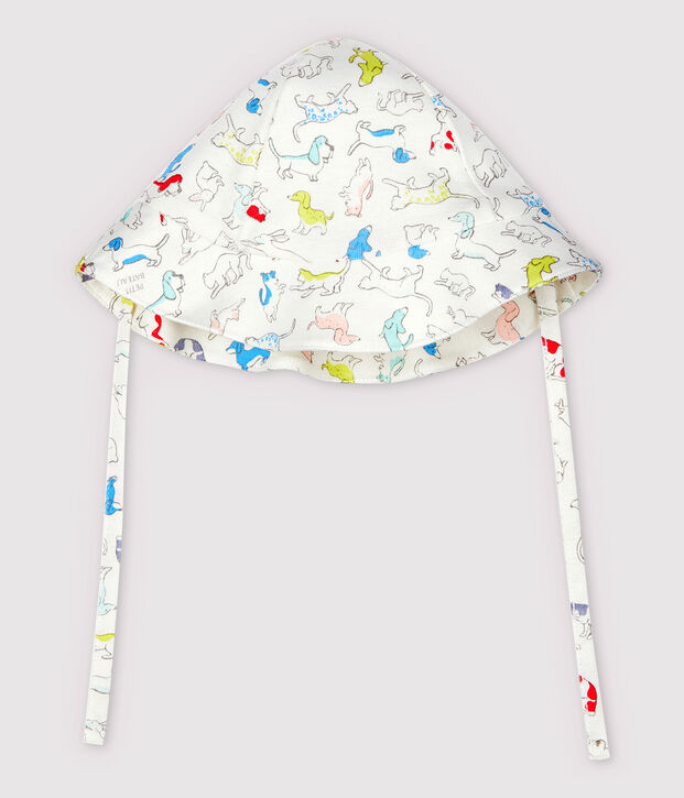 Gorro bob de beb&eacute; de rizo de algod&oacute;n org&aacute;nico blanco/multicolor