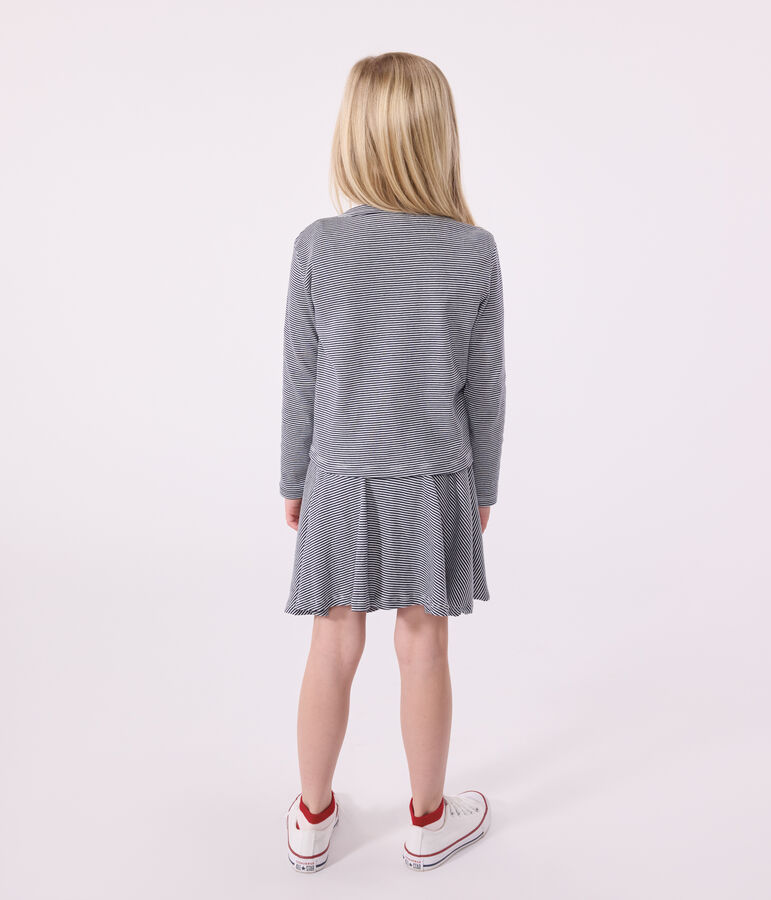 C&aacute;rdigan infantil de algod&oacute;n a rayas azul/blanco