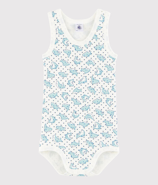 Bodi sin mangas de beb&eacute; ni&ntilde;o blanco/multicolor