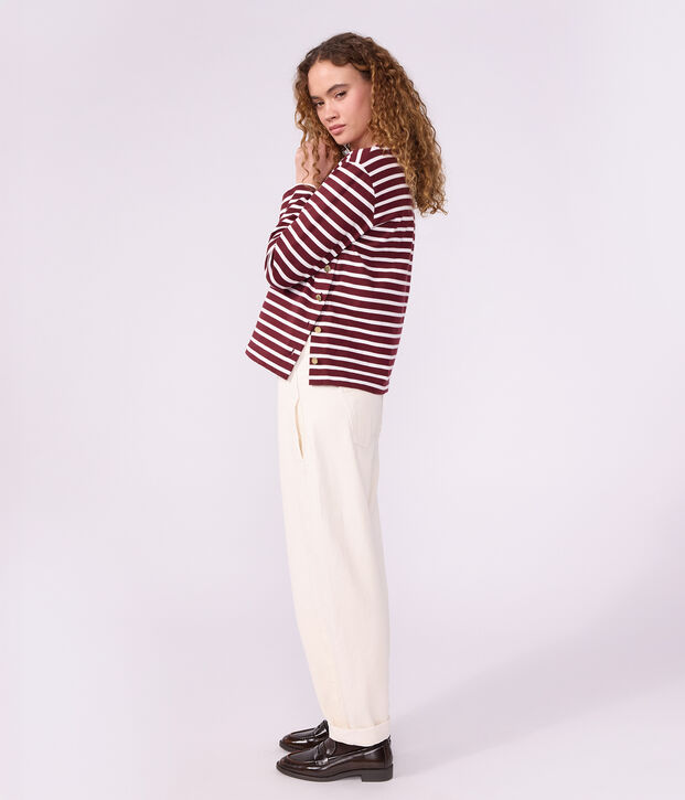 Marinera de algod&oacute;n para mujer rojo/blanco