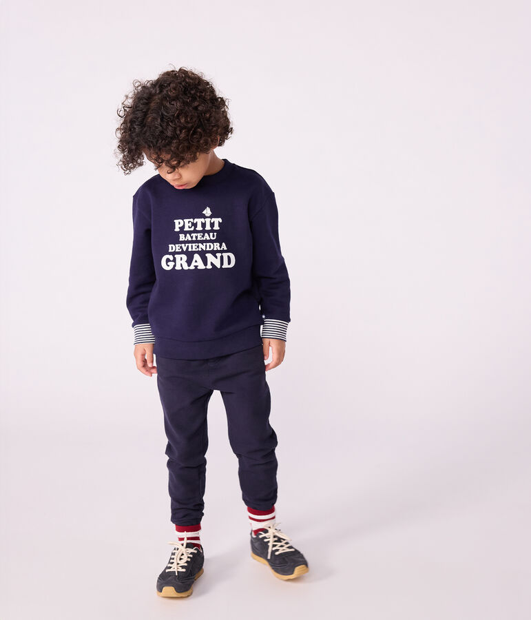 Sudadera infantil de algod&oacute;n con estampado azul