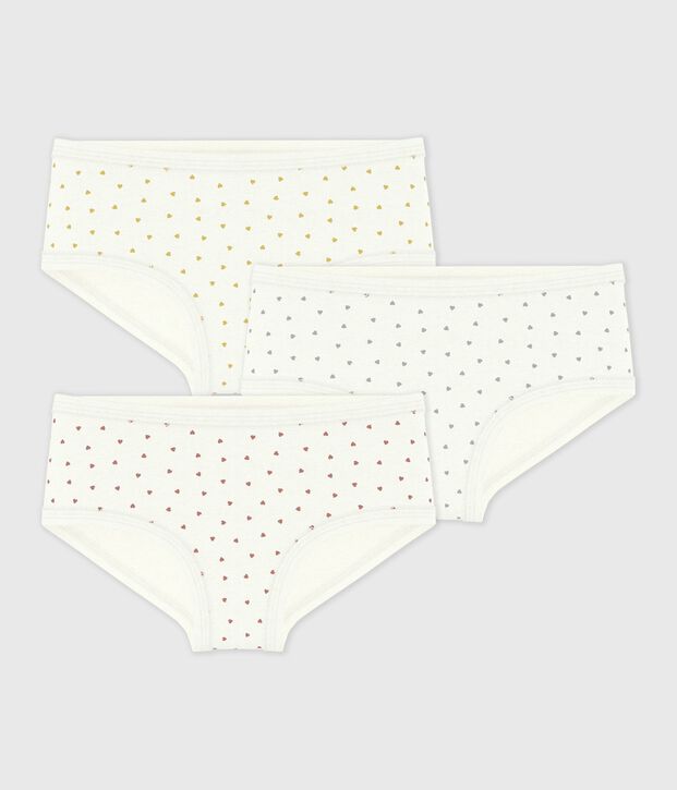 Juego de braguitas infantiles de algod&oacute;n de talle alto con estampado de corazones multicolor