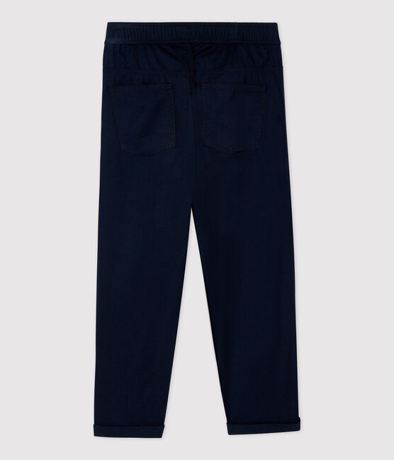 Pantalón de corte normal de sarga de algodón de niño azul SMOKING