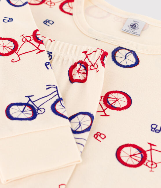 Pijama de algodón con motivo de bicicleta de niño blanco AVALANCHE/ MULTICO
