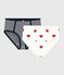 Juego de 2 braguitas de algodón de talle alto con corazón y rayas para mujer Variante 1 PACK