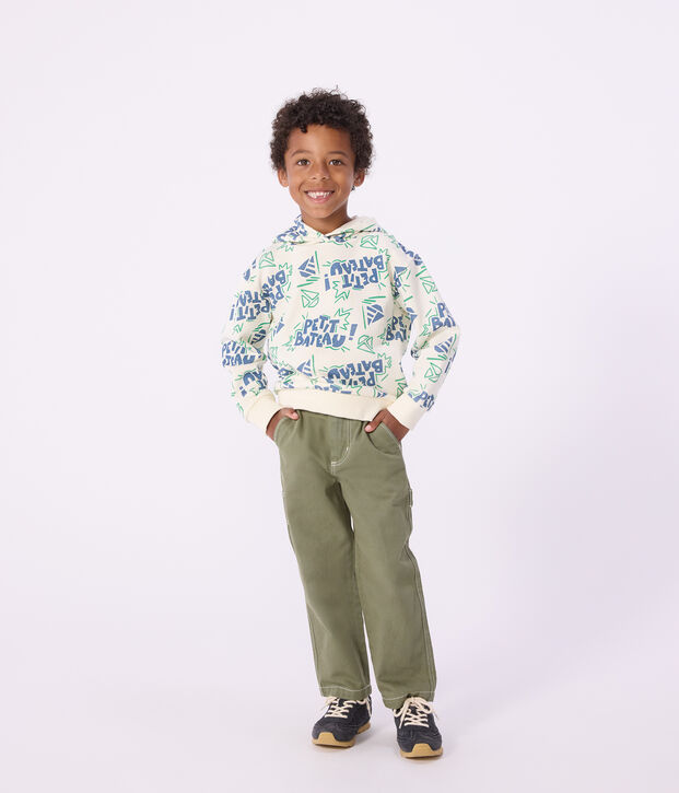Sudadera infantil de algod&oacute;n con capucha y estampado crudo/multicolor
