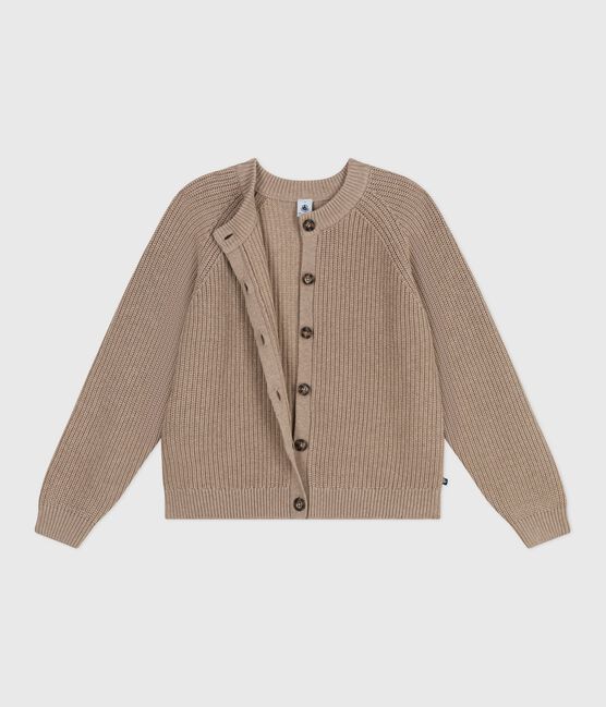 Cárdigan liso de lana y algodón para mujer marron ROCHE