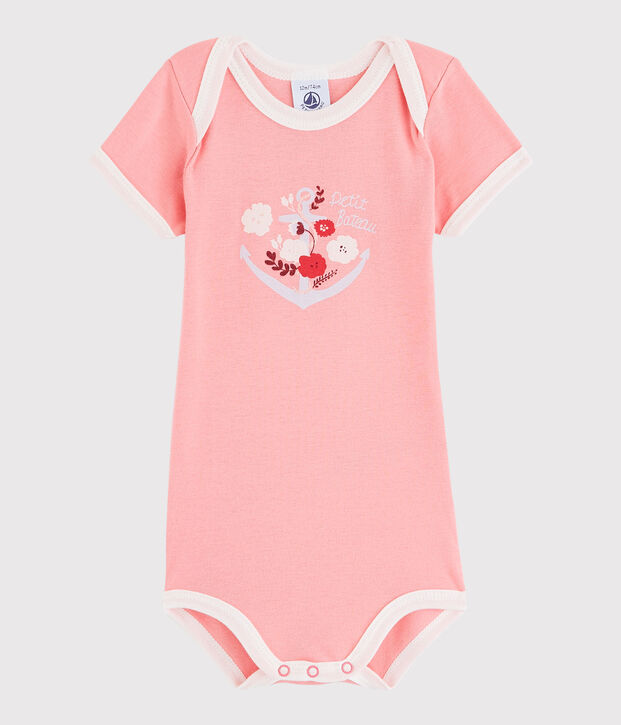Bodi de manga corta de beb&eacute; ni&ntilde;o rosa