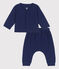 Conjunto liso de 2 piezas de túbico ecológico de para bebé azul CHALOUPE