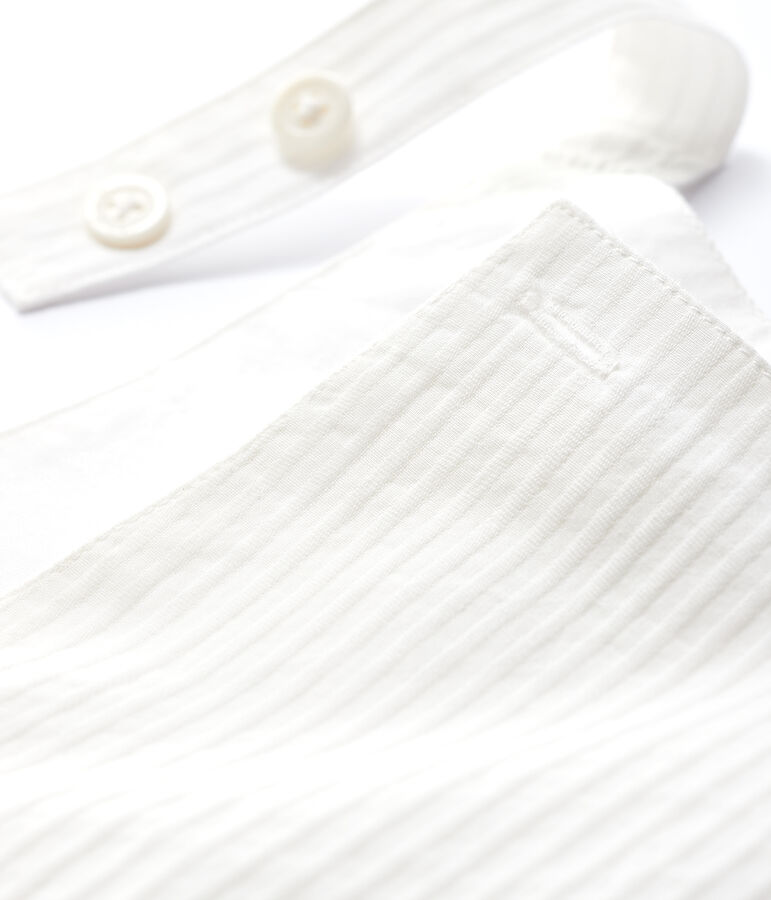 Peto corto de popelina de rayas de beb&eacute; ni&ntilde;o blanco MARSHMALLOW