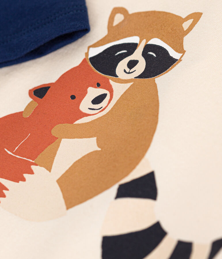 Camiseta de manga larga de punto fino para beb&eacute; crudo/azul