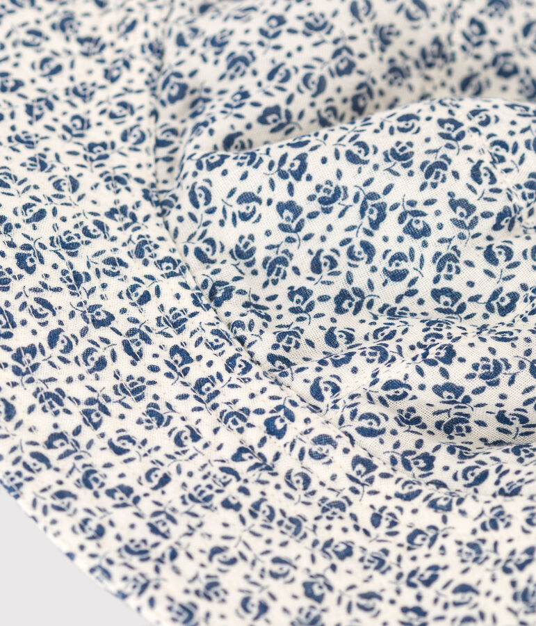 Capelina de gasa de algod&oacute;n con flores azules para ni&ntilde;a crudo/azul