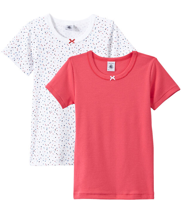 Lote de 2 camisetas de manga corta para ni&ntilde;a blanco