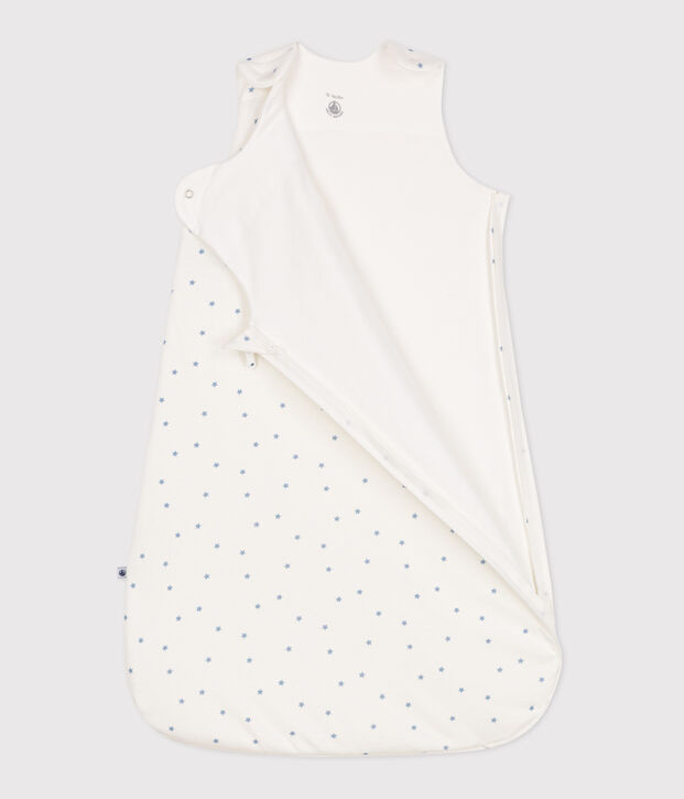 Saco de dormir para beb&eacute; en algod&oacute;n estampado TOG 1.5 blanco/azul