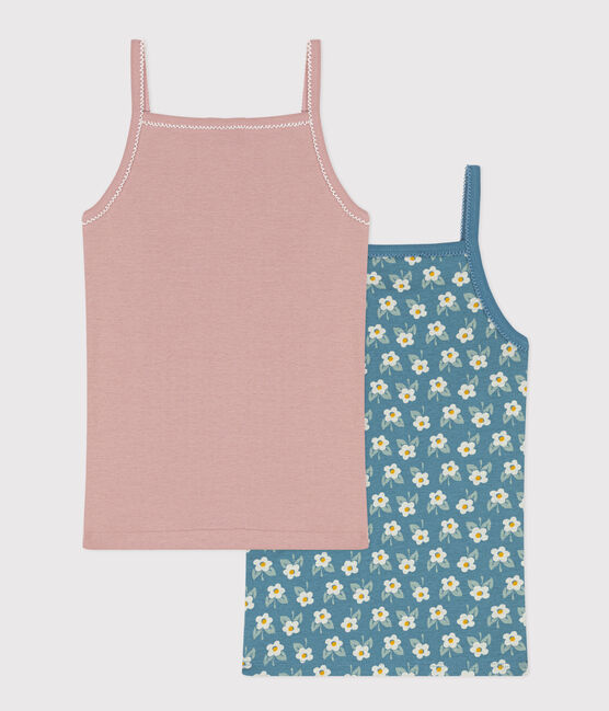 Juego de 2 camisetas de tirantes de algodón con flor para niña variante 1