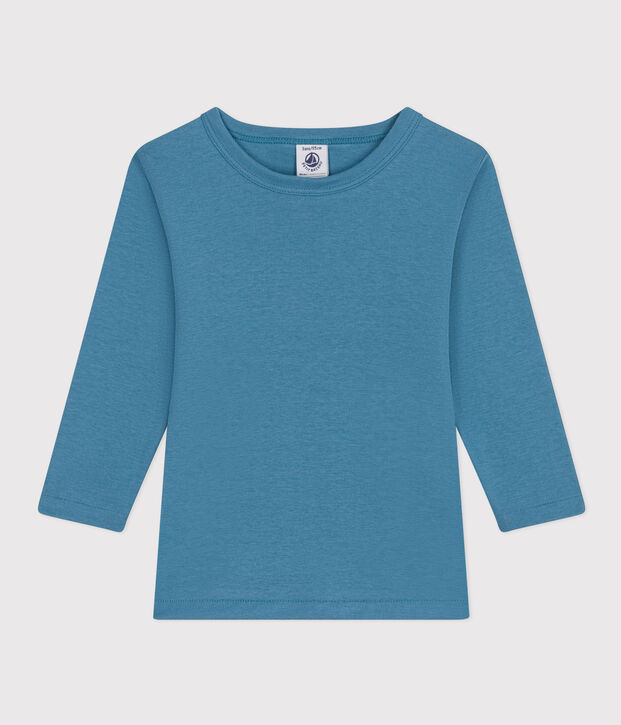 Camiseta de manga larga de algod&oacute;n azul