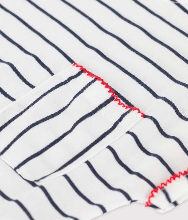 Camiseta de manga corta de algod&oacute;n de ni&ntilde;a blanco/azul