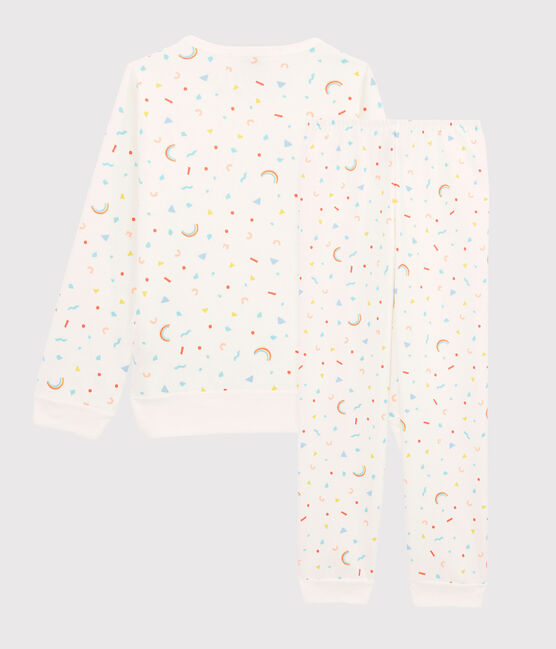 Pijama con estampado de confetis de niña de felpa blanco MARSHMALLOW/blanco MULTICO