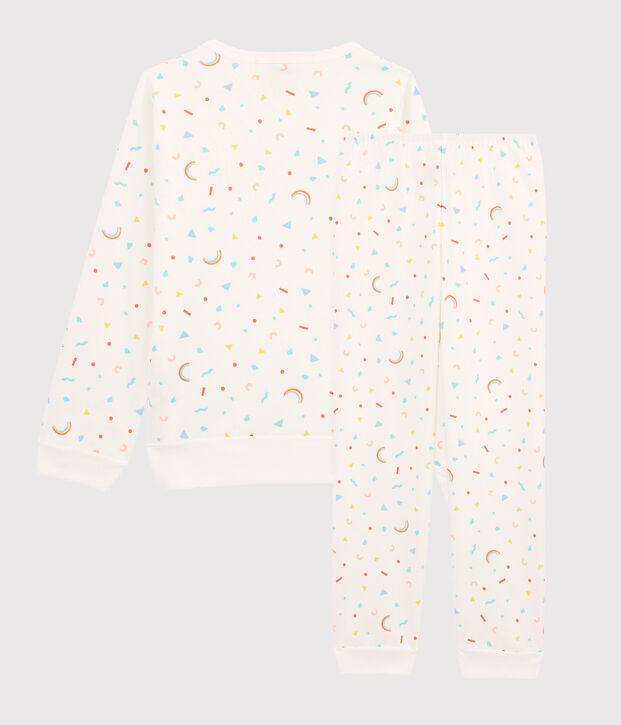 Pijama con estampado de confetis de ni&ntilde;a de felpa blanco/multicolor