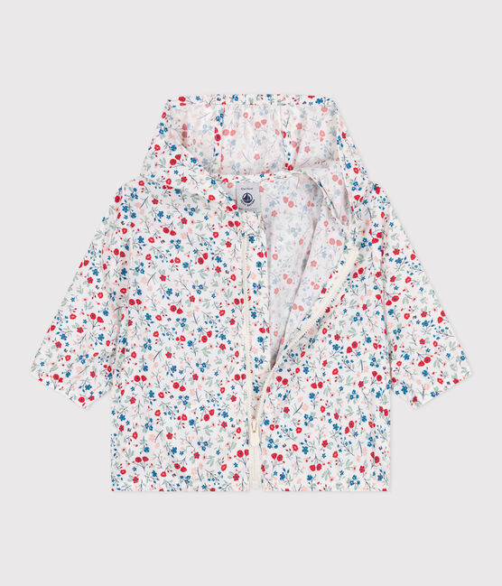 Cortavientos de poliéster anti-UV con estampado de flores para bebé blanco MARSHMALLOW/blanco MULTICO