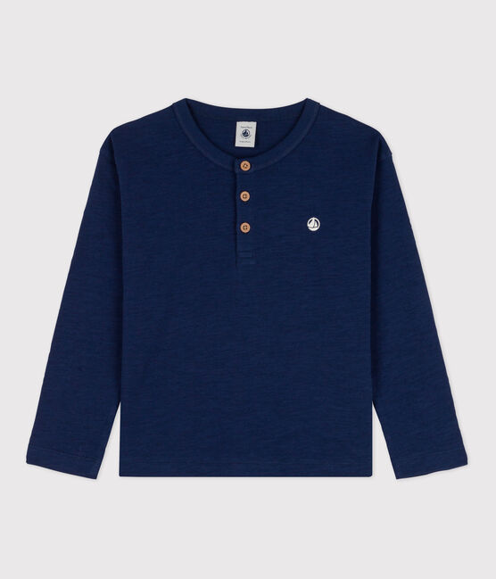 Camiseta de algodón de manga larga de niño azul MEDIEVAL