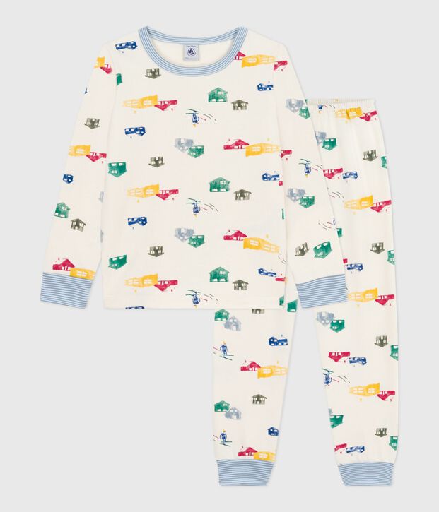 Pijama infantil de felpa con estampado de caba&ntilde;as crudo/multicolor