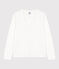 Camiseta LA RECTA de algodón con cuello de pico para mujer blanco ECUME