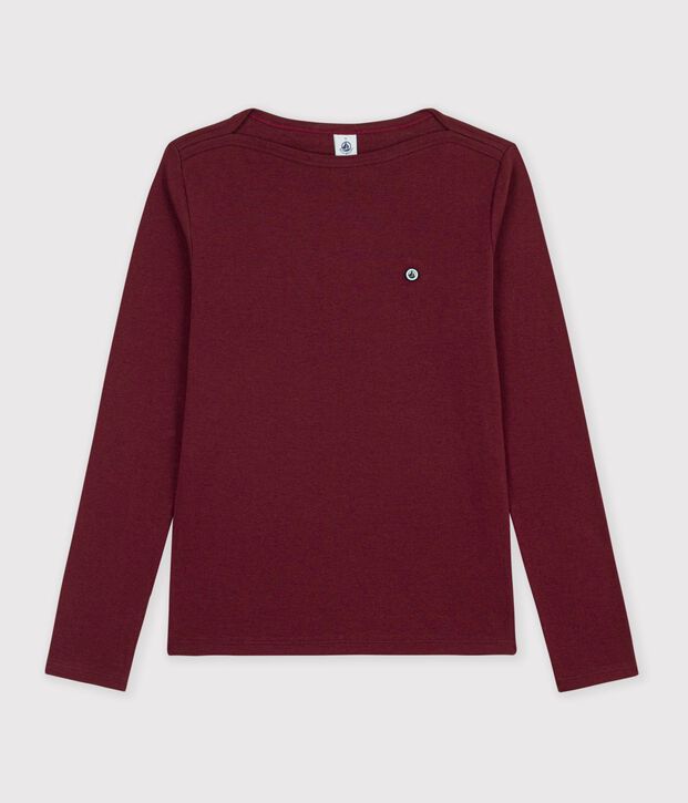 Camiseta de manga larga de algod&oacute;n con cuello almirante para mujer TRUFFE