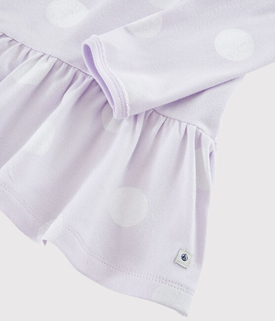 Camisón de niña con lunares de punto violeta LISERON/blanco ECUME