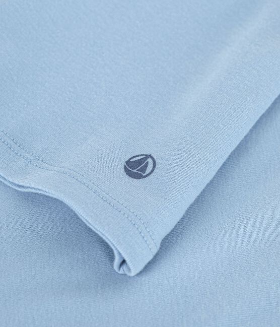 Camiseta lisa de algodón de manga corta para mujer azul FLO