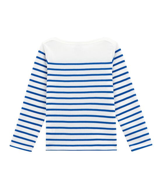 Camiseta marinera infantil creativa para niño blanco MARSHMALLOW/azul PERSE