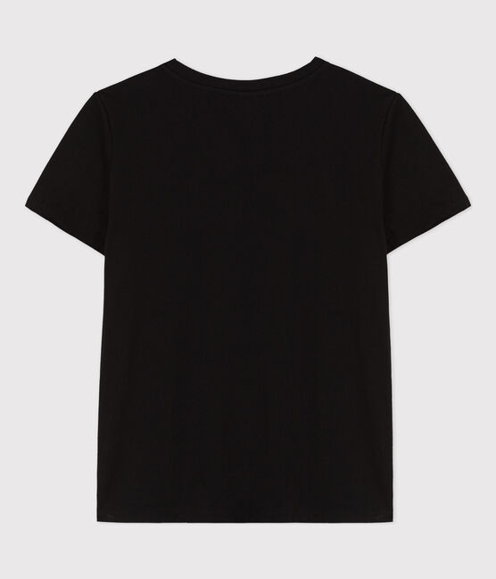 Camiseta LA RECTA de algodón con cuello redondo para mujer negro BLACK